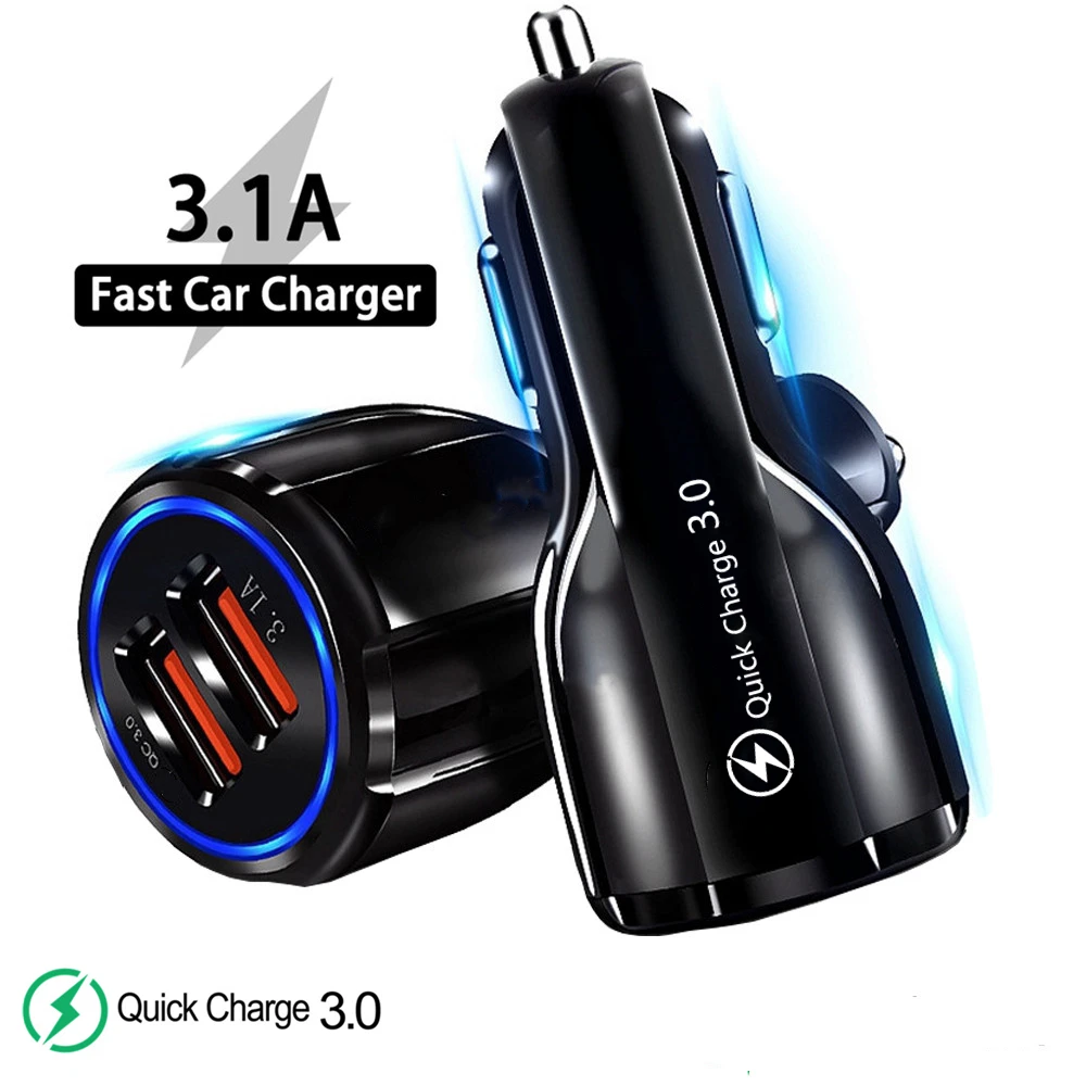 Универсальное автомобильное зарядное устройство QC3.0 с двумя USB-портами быстрая