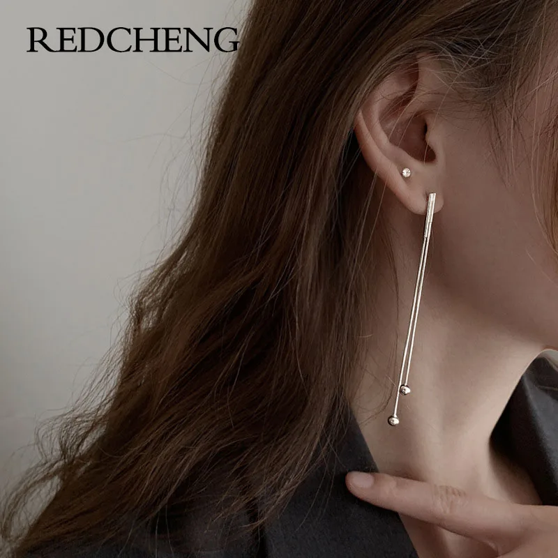 

Женские серьги-гвоздики из серебра 925 пробы, с длинными круглыми бусинами