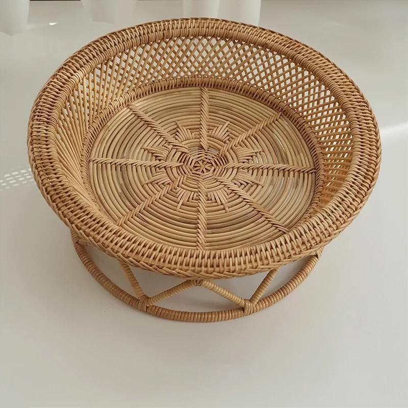 Корзина для фруктов ручной работы необычный ротанговый высокий стол