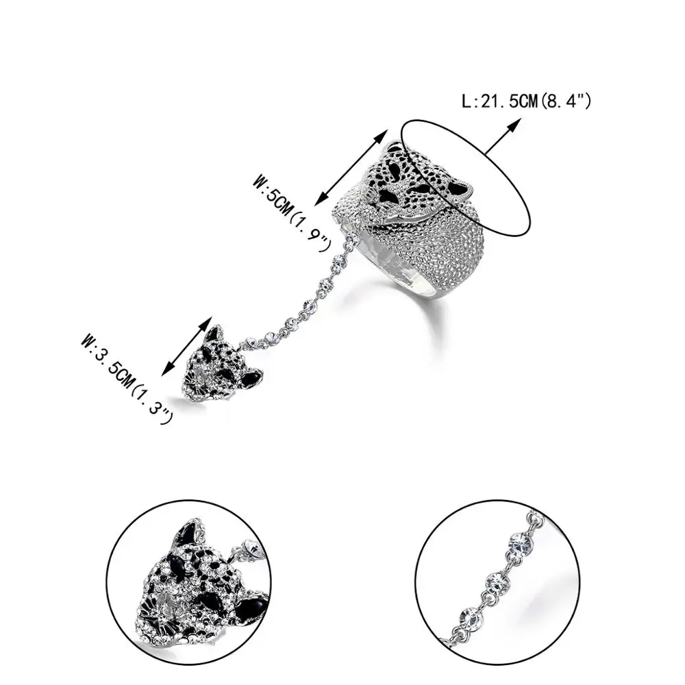 Пантера Браслет леопард набор колец для женщин животных с кристаллами браслет