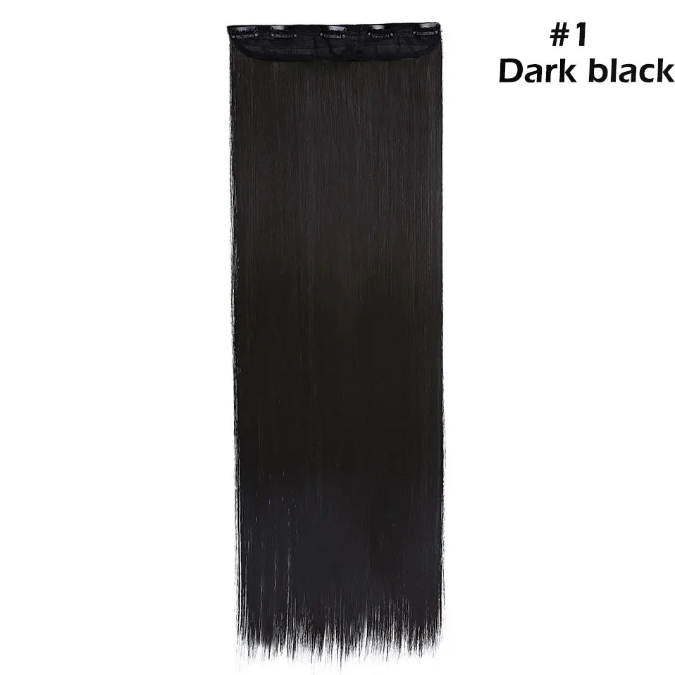 dark black S-noilite падение до бедер клип в один кусок волос для наращивания 3/4 головы 5 клипс прямые синтетические волосы - Цвет: dark black