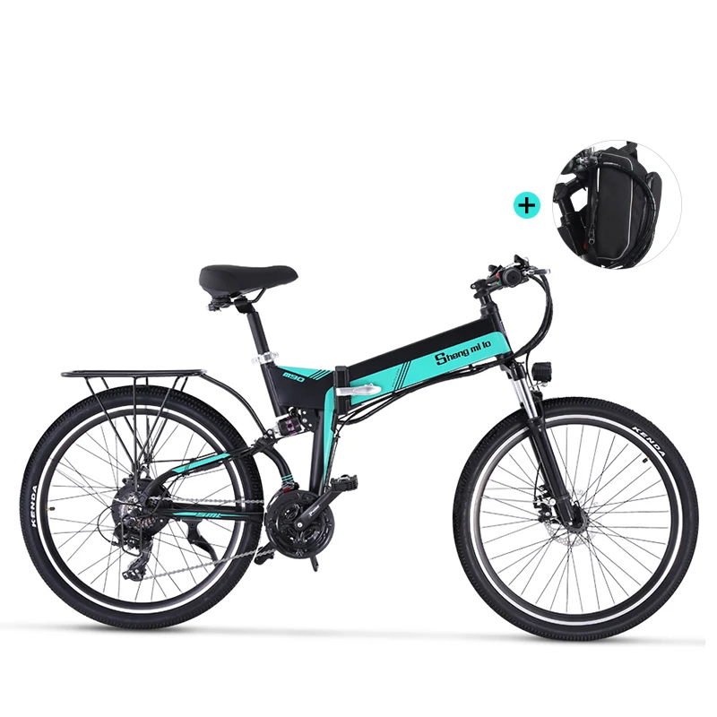 Складной электрический горный велосипед 350W Переменная скорость 21 Взрослый 48V15AH Двойная батарея Эбайк велосипед.