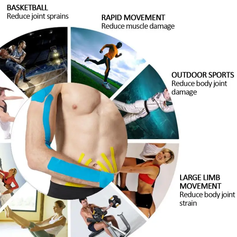 

Kinesiology Tape Athletic Recovery Elastic Tape Kneepad Muscle Pain Relief Knee Pads Support for Gym Fitness Bandage 5 Size