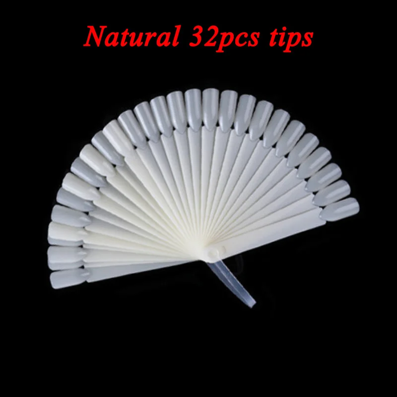 natural 32pcs 1 Набор накладных наконечников для ногтей натуральный прозрачный черный веер палец полная карта дизайн ногтей Дисплей Практика УФ гель лак Инструменты Аксессуары для маникюра - Цвет: natural 32pcs
