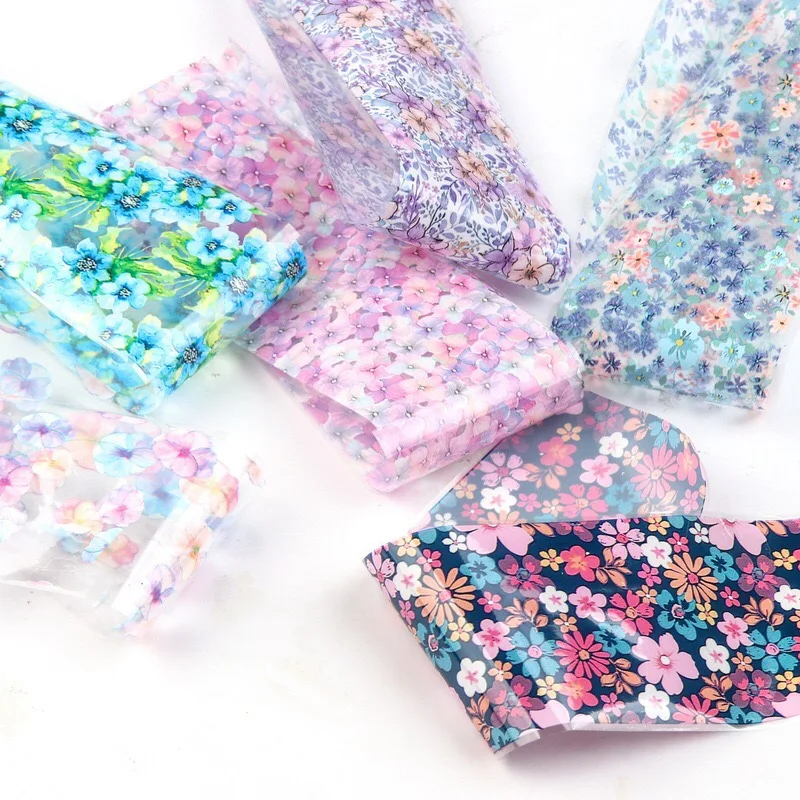 12 шт./компл. наклейка для ногтей с цветами переводная Фольга Наклейка s