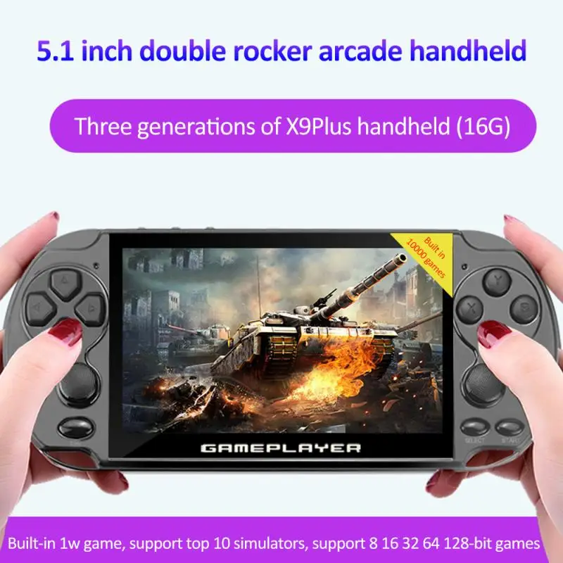 Консоль игровая X9 PLUS портативная 128 бит 16 ГБ 5 1 дюйма|Портативные игровые консоли|
