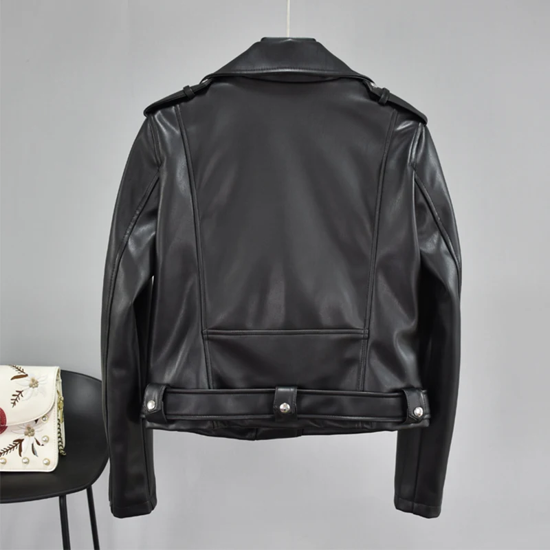 FTLZZ Женская Осенняя искусственная кожаная куртка с застежками-молниями базовое