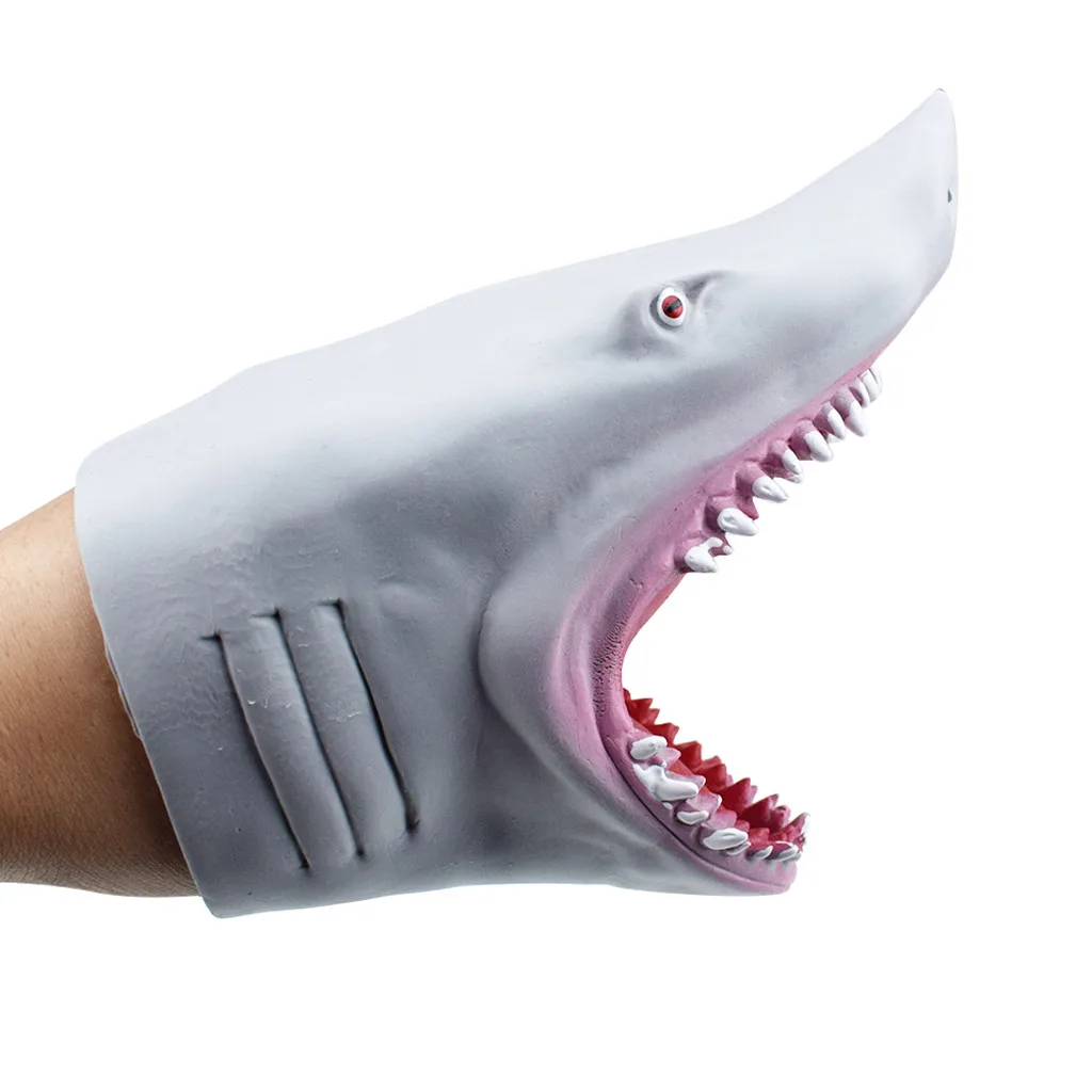 

Thermoplastic rubber S-Hark hand puppets tell puppet props pranks Halloween jokes kids gifts L4