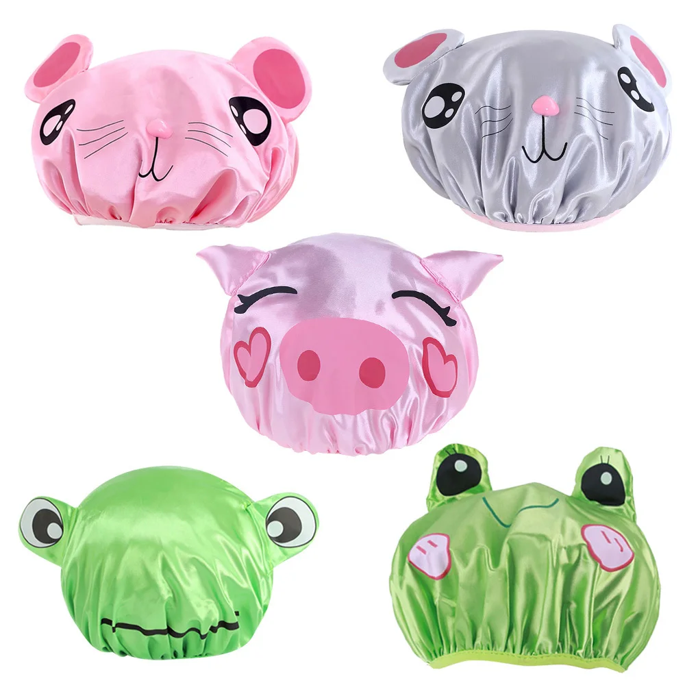 Двухслойная детская Водонепроницаемая шапка для душа из ПВХ с рисунком