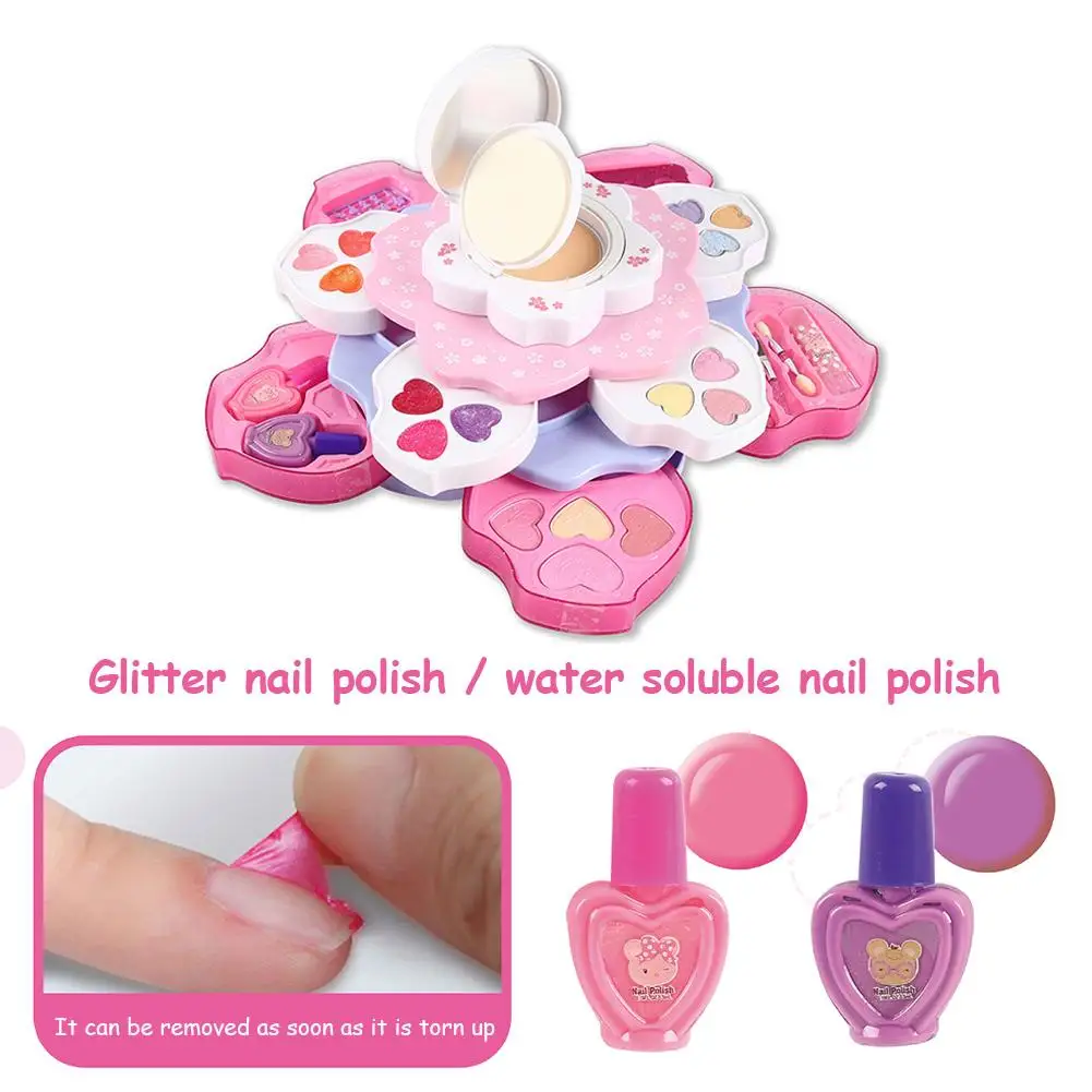 Girls Make Up Set Toys Beauty Makeup Tools Children Pretend Play Toys Safe Non - toxic Dressing Cosmetic Nail Polish Toys Gifts