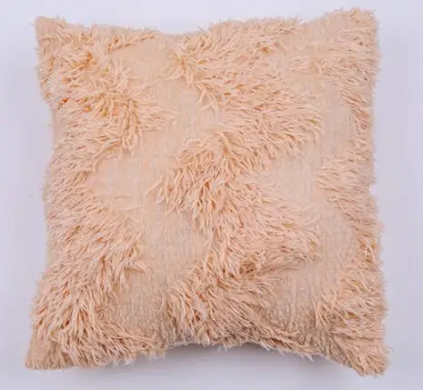 

Artificial Wool Fur Sheepskin Cushion Cover Hairy Faux Plain Fluffy Soft Throw Pillowcase Washable Square Solid Pillow Case 45cm