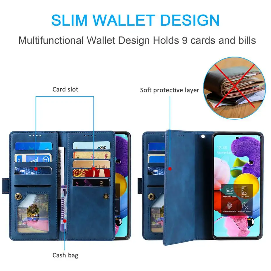 zipper wallet leather case for samsung galaxy a72 a52 5g flip case for samsung galaxy a72 a52 5g phone coque free global shipping