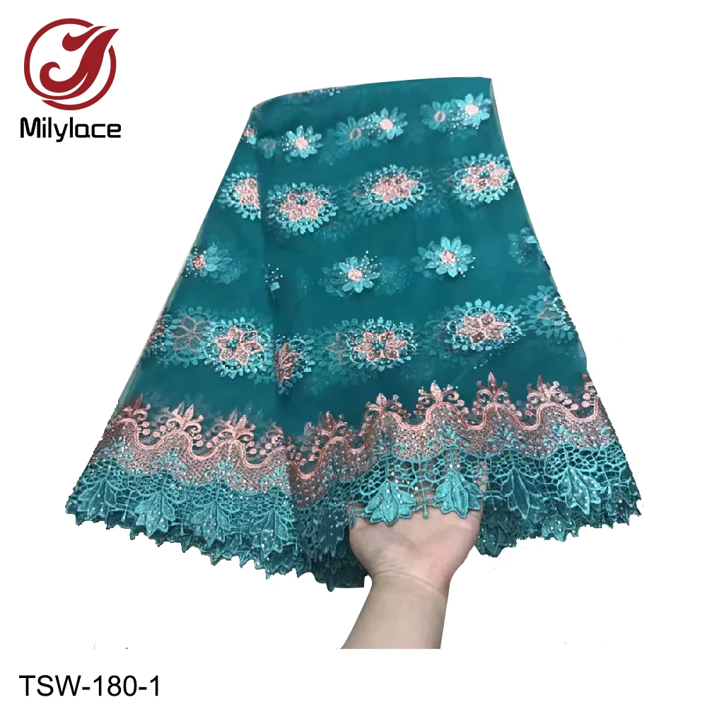 Milylace нигерийская кружевная ткань 2019 Высококачественная Цветочная Тюлевая с