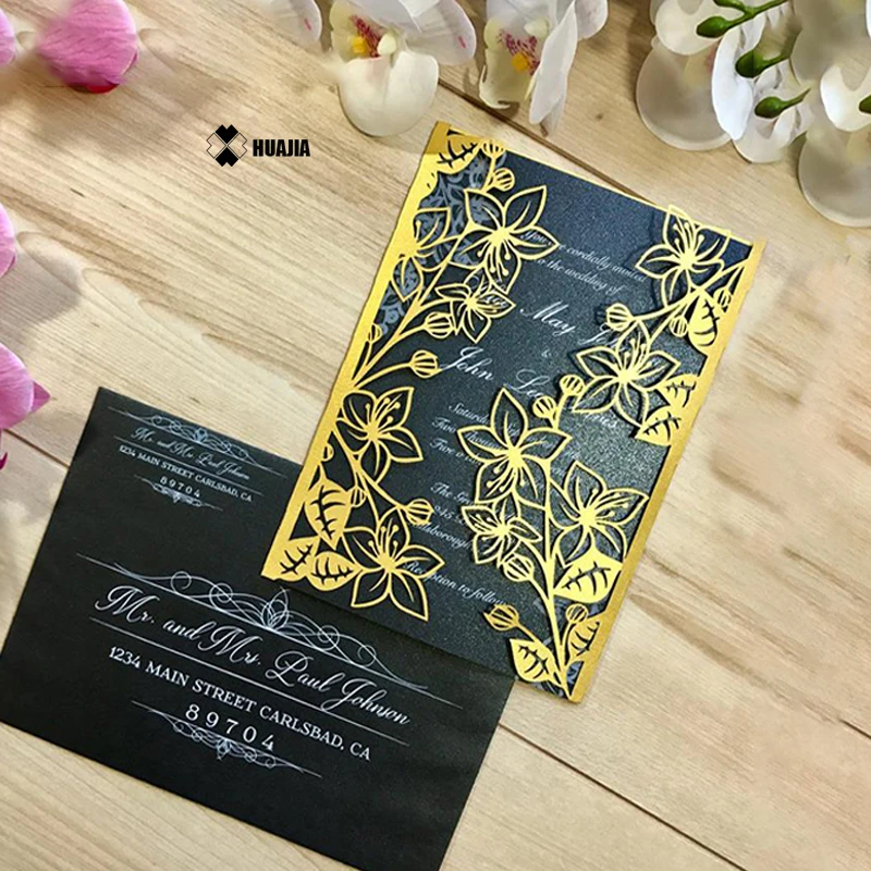 Свадебные приглашения штампы в европейском стиле элегантные металлические