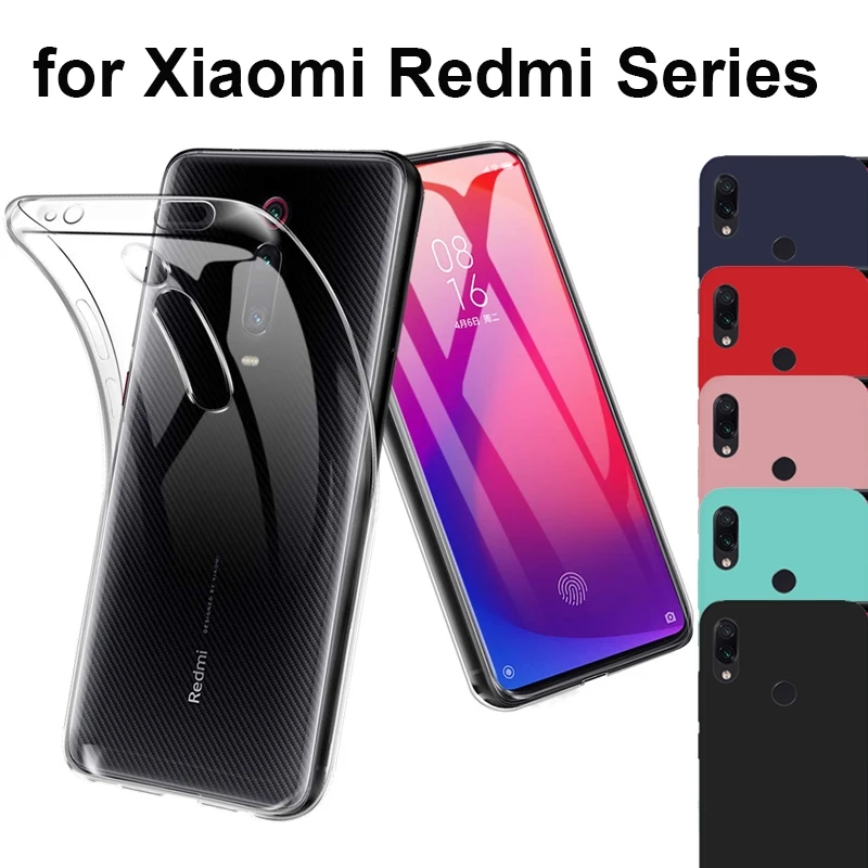 Прозрачный мягкий силиконовый чехол из ТПУ для Xiaomi Redmi Note 8 Pro 7 8A 6 S2 красно черный с