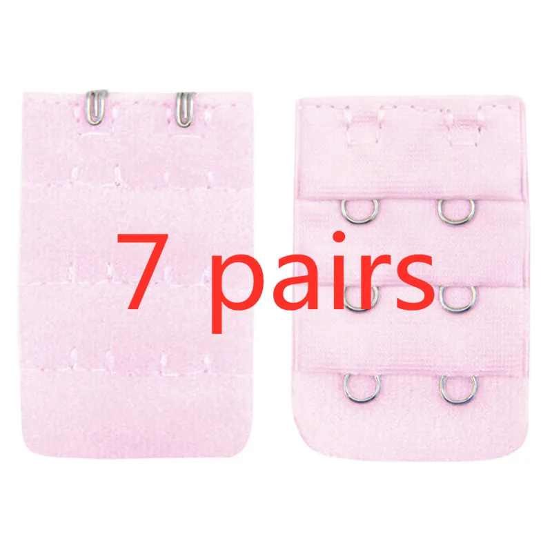 Pink 7 пар удлинителей для бюстгальтера, 3 крючка, 2 ряда, женское нижнее белье, удлиненные крючки для бюстгальтера, аксессуары для бюстгальтера для женщин - Цвет: Pink