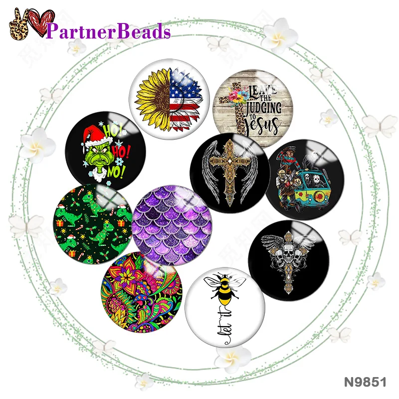 

Christmas Cross 12mm//18mm/20mm/25mm Round photo glass cabochon demo flat back Making findings PartnerBeads N9851