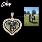 Кулон GUCY двухсторонний мужской, поворотное ожерелье с подвеской в форме сердца, теннисная цепь 4 мм, циркон, Ювелирное Украшение в стиле хип-хоп, на заказ