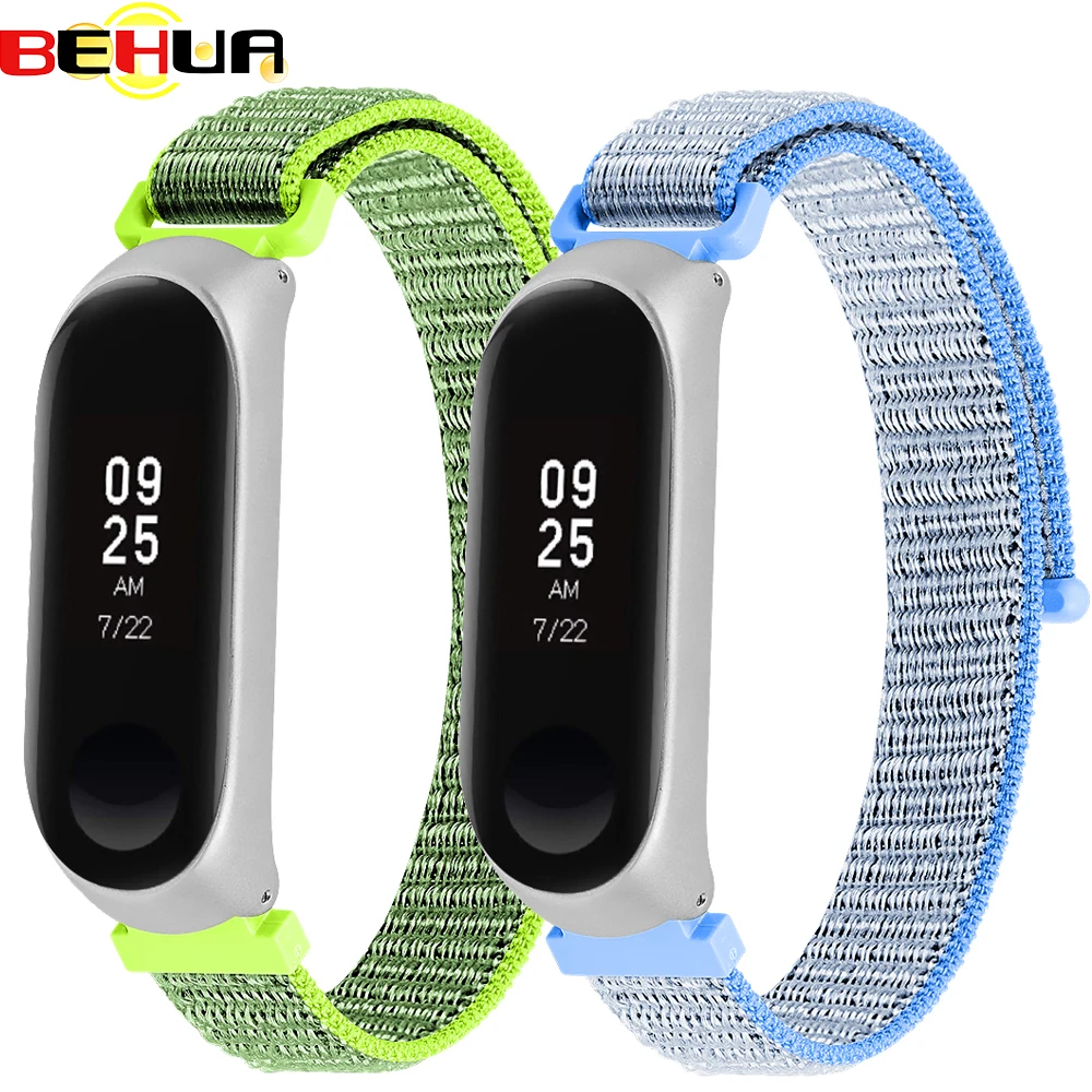 Нейлоновый ремешок с волшебной наклейкой регулируемый для Xiaomi Mi Band 4 Miband 3 сменный