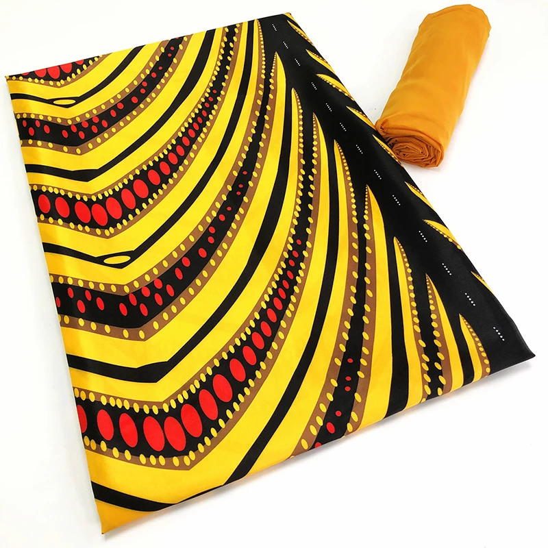 

4+2Yards/Set Digital Printed Satin Chiffon Fabric High Quality African Organza Silk Ribbon Lace Material For Wedding Party