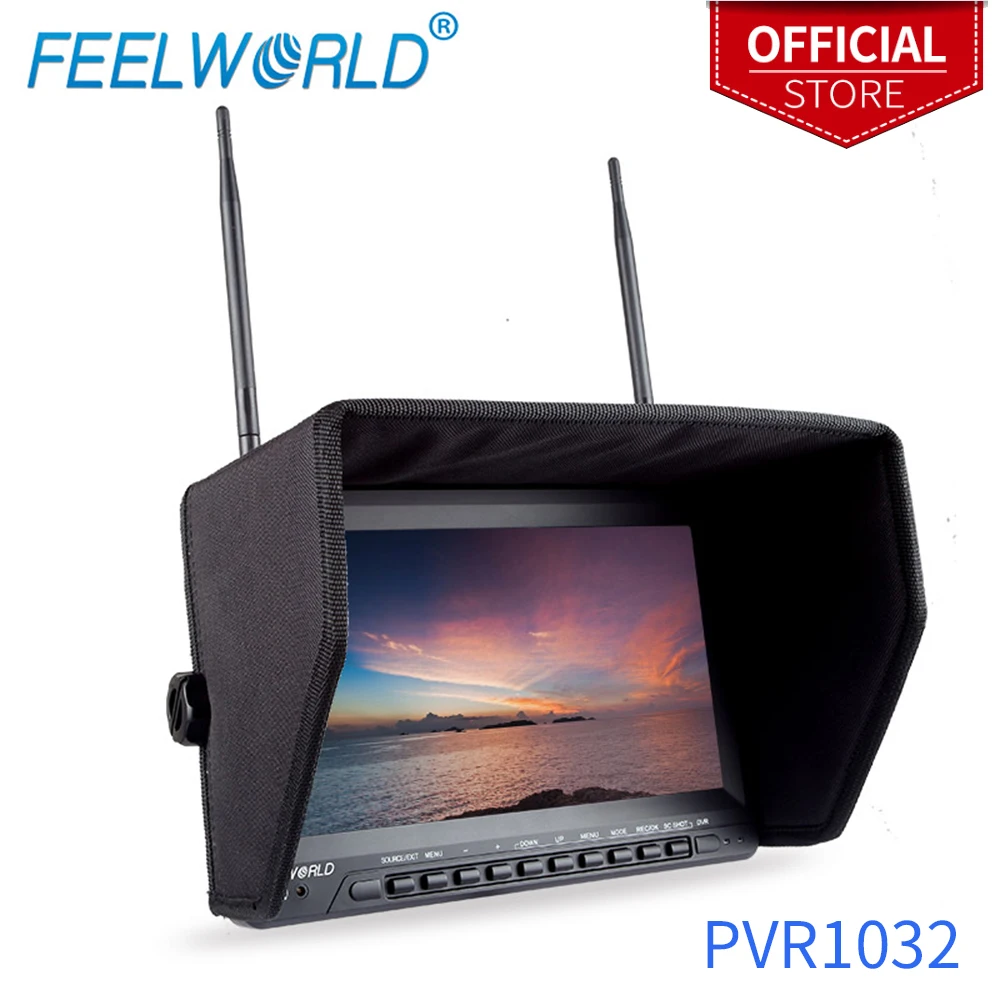 Feelworld PVR1032 10 1 дюймовый IPS HD FPV монитор с встроенной батареей DVR двойной 5 8G 40CH