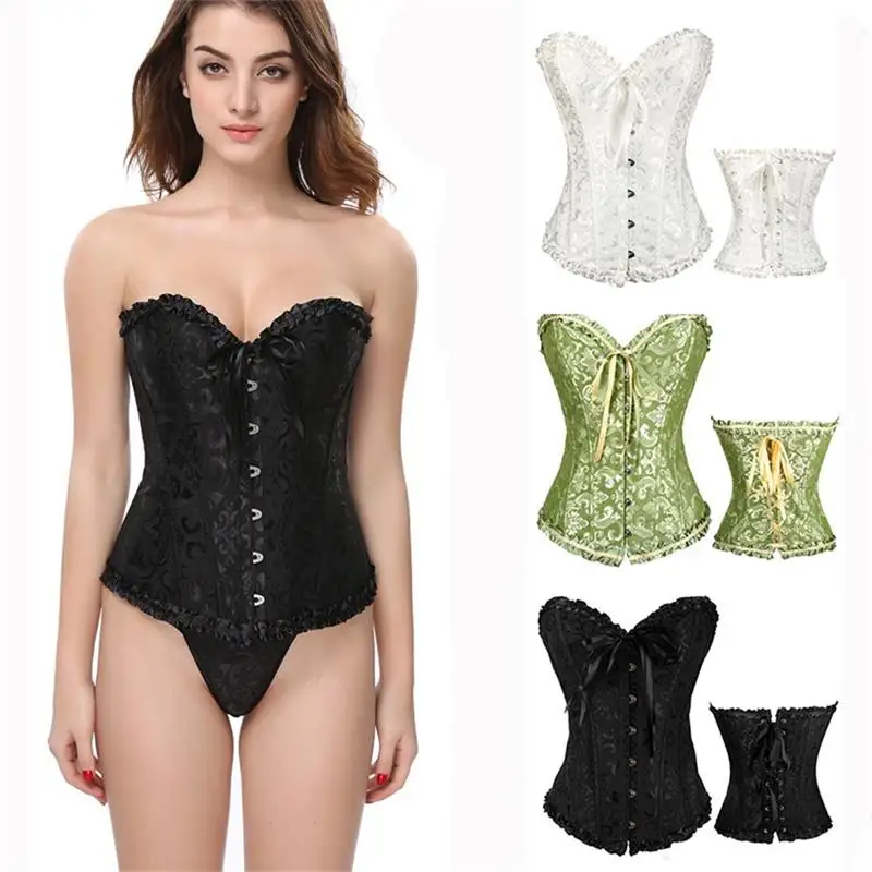 

Women Lace Up Corset Bustier Top Corset Boned Waist Trainer Strapless Abdomen Corset for Wedding Party
