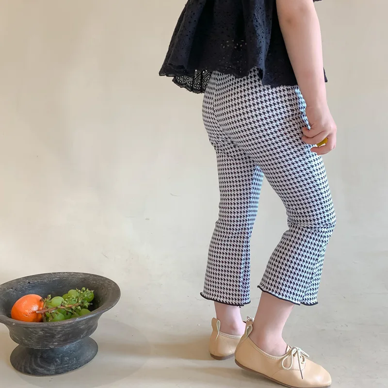 2021 новый стиль в клеточку для девочек Брюки модные хлопковые летние штаны