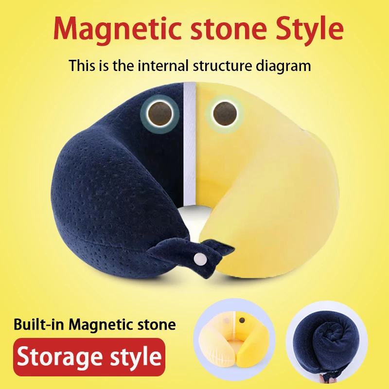 Magnetic stone style U-образная подушка для путешествий с эффектом памяти, ортопедические массажный эффект для шеи, подушка для офисного самолета, Подушка для сна, подушка для здоровья шейки - Цвет: Magnetic stone style