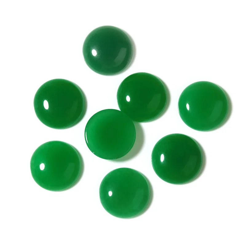 

10mm 12mm Green Stone Round Flat Base For Earrings Necklace Ring Jewelry Making