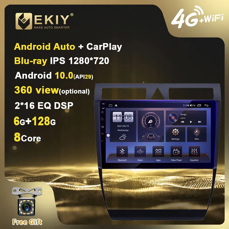 EKIY DSP Blu-Ray IPS Android 10 Автомобильный мультимедийный плеер 6G + 128G для Audi A6 S6 RS6 1997-2004 автомобильное радио стерео GPS Navi 4G Carplay