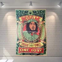 bob marley rock band flag banner canvas printing art tapestry mural wall decor singer posters rock music stickers hanging cloth