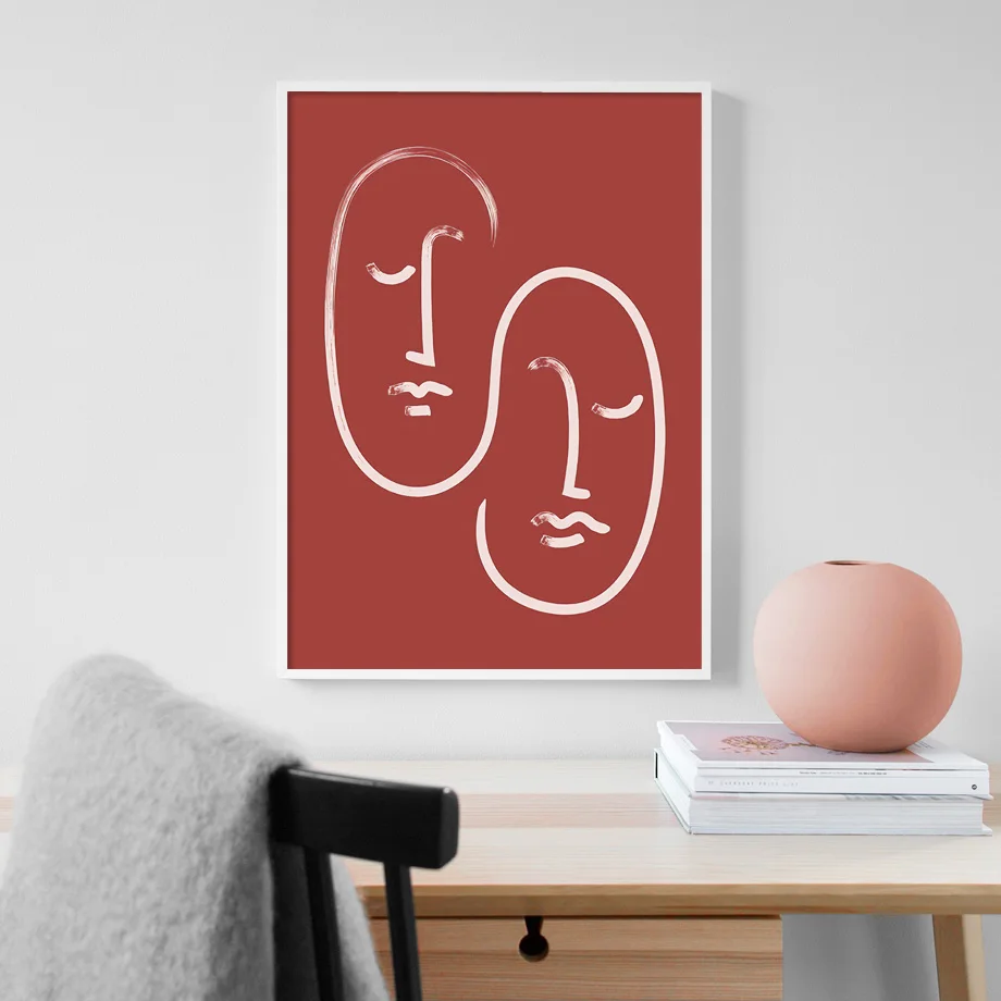 

Decorative Painting Abstract Character Human Face Color Block Living Room Canvas Painting Home Decoration Study Room Decor Wall