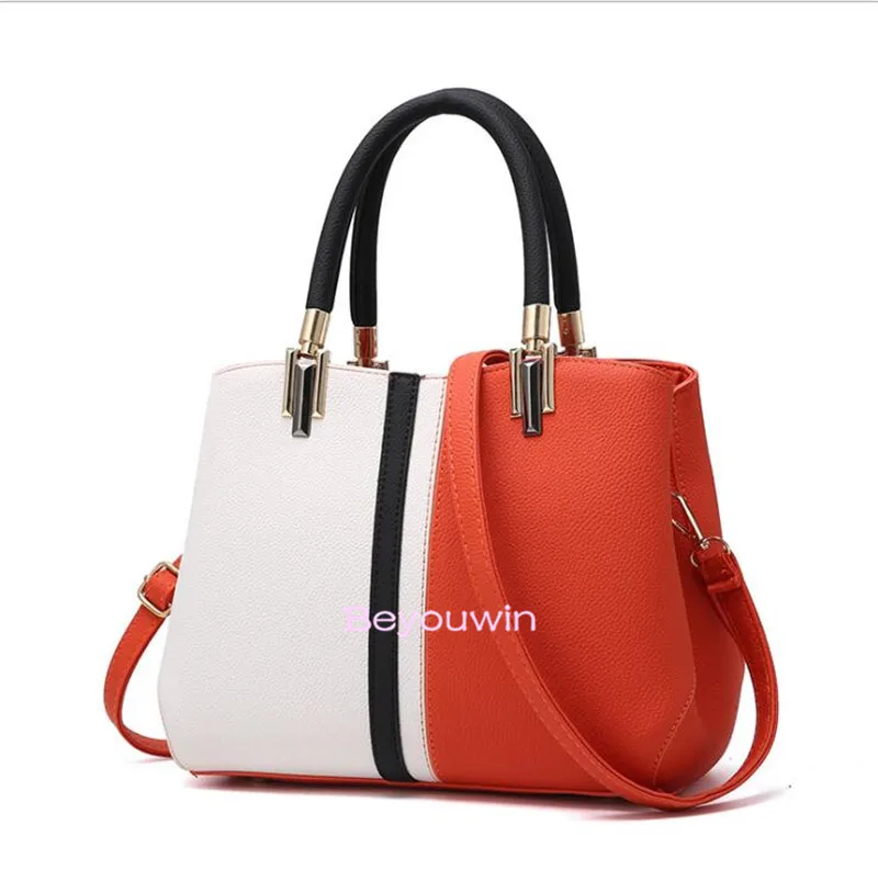 1pcs double color lady handbag high quality pu leather |