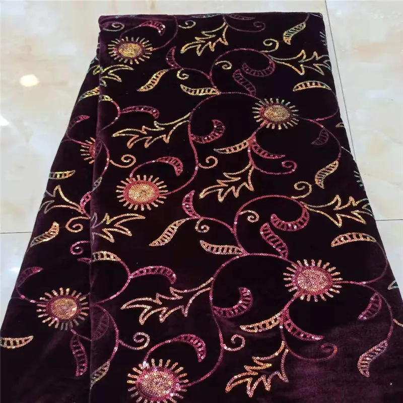 Оранжевая Бархатная кружевная ткань для платьев новейшее нигерийское