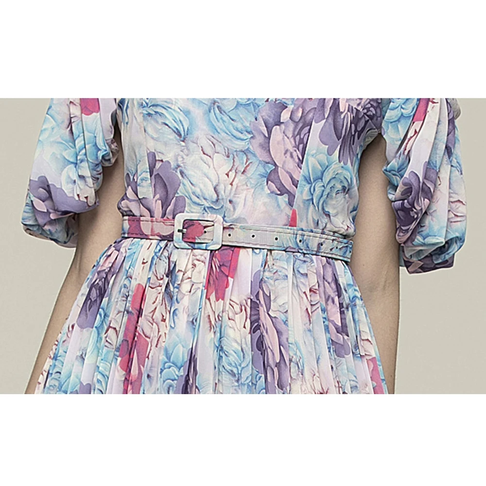 

Simgent Chiffon Beach Dress Women New Fashion Spring Summer Maxi Long Flared Belted Sling Dress Vestidos Jurken SG012145