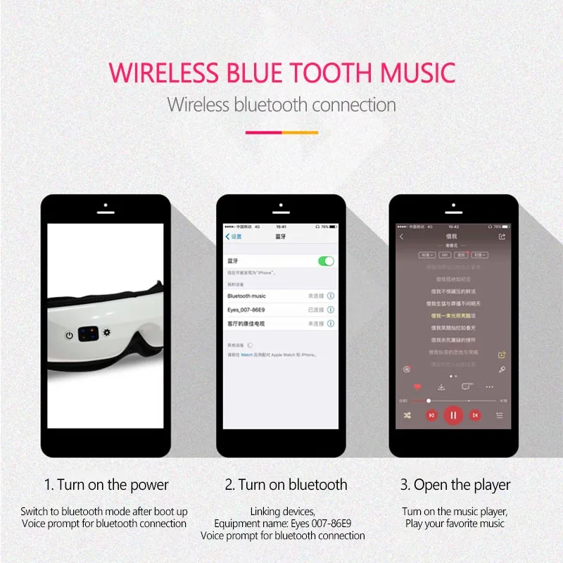 

4D Smart Airbag Vibration Eye Massager Eye Care Instrument Hot Compress Bluetooth Eye Fatigue Massage Glasses