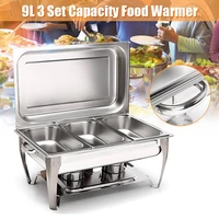 9l foldable stainless steel square buffet stove dish set container food warmer rectangular chafing dish full buffet catering