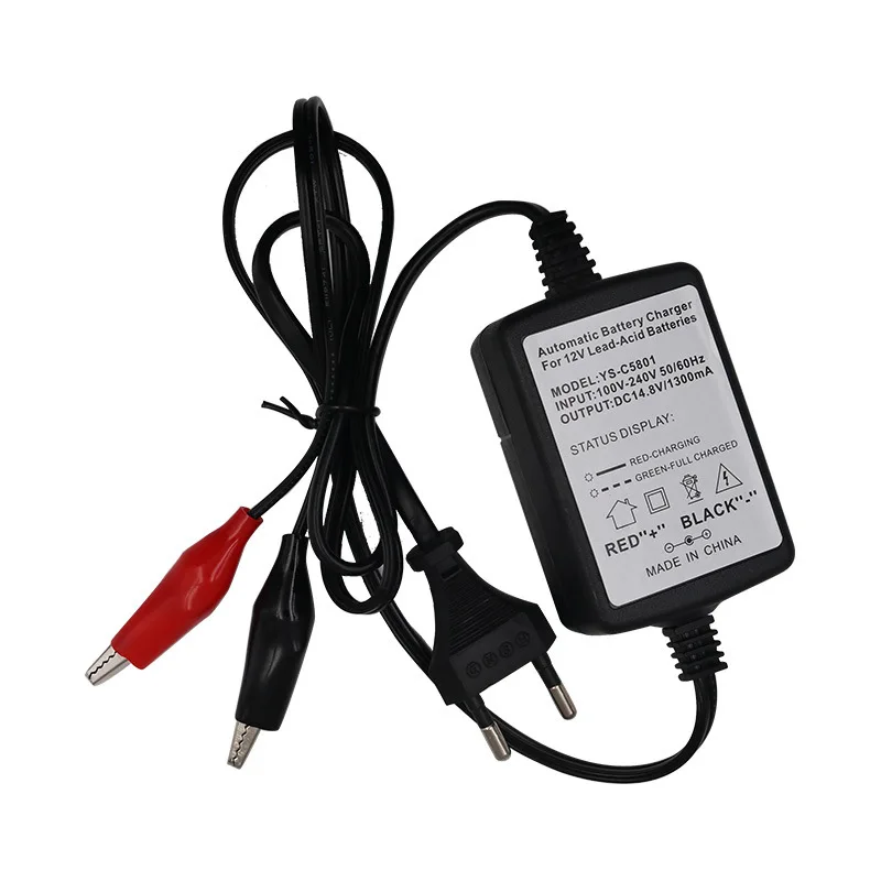 

12V 1.3A Automatic Charger For Motorcycle Toy Car Lead Acid Battery 3AH-25AH With LED Indicator Portable Charging Adapter EU US