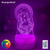 7 colors changing 3d gradient visual virgin mary modelling led night lights kids usb table lamp baby sleep light fixture gifts