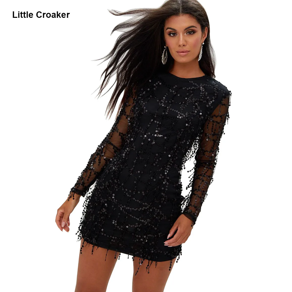 Маленькое реальное видео! Сексуальное Сетчатое платье с блестками для женщин