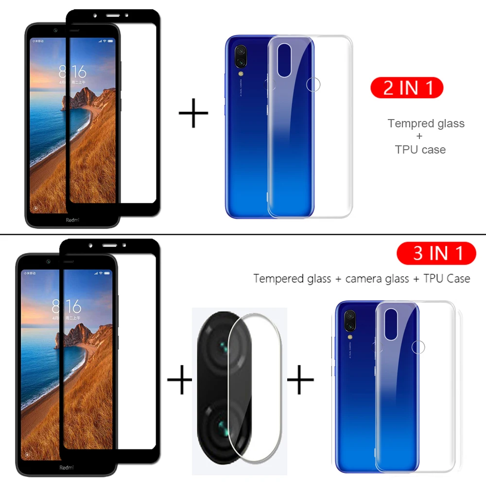 3 в 1 чехол + Камера Стекло для Redmi Note 8T Экран протектор объектива 8 8A 7A 6A K20 защитное