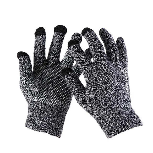 light gray 1 пара, мужские утолщенные вязаные перчатки для экрана телефона, мужские зимние осенние теплые шерстяные кашемировые однотонные перчатки, мужские перчатки, деловые перчатки - Цвет: light gray
