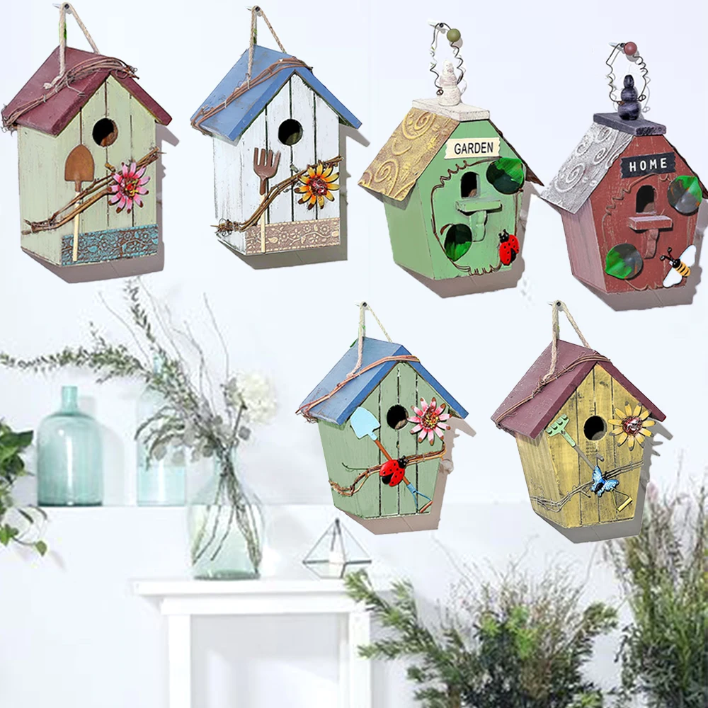 Деревянные животные попугаи дом Висячие клетки птицы DIY Птичий наружные садовые