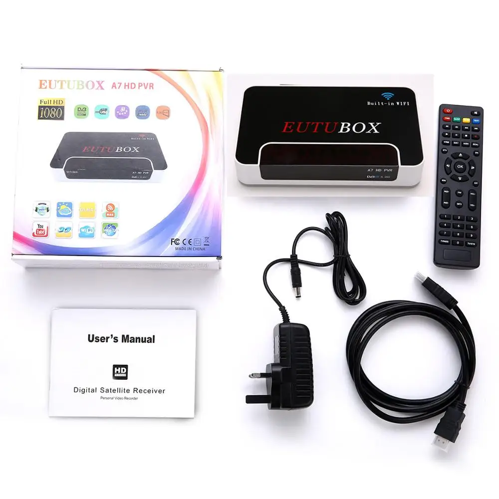EUTUBOX A7 DVB S2 SET TOP TV BOX спутниковый ресивер WI FI FULL HD PVR Поддержка H.265 AVS + HEVC Путь IP