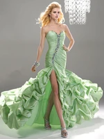 free shipping 2021 new vestidos de 15 a%c3%b1os green long taffeta crystal beaded elegant mermaid party prom quinceanera dresses