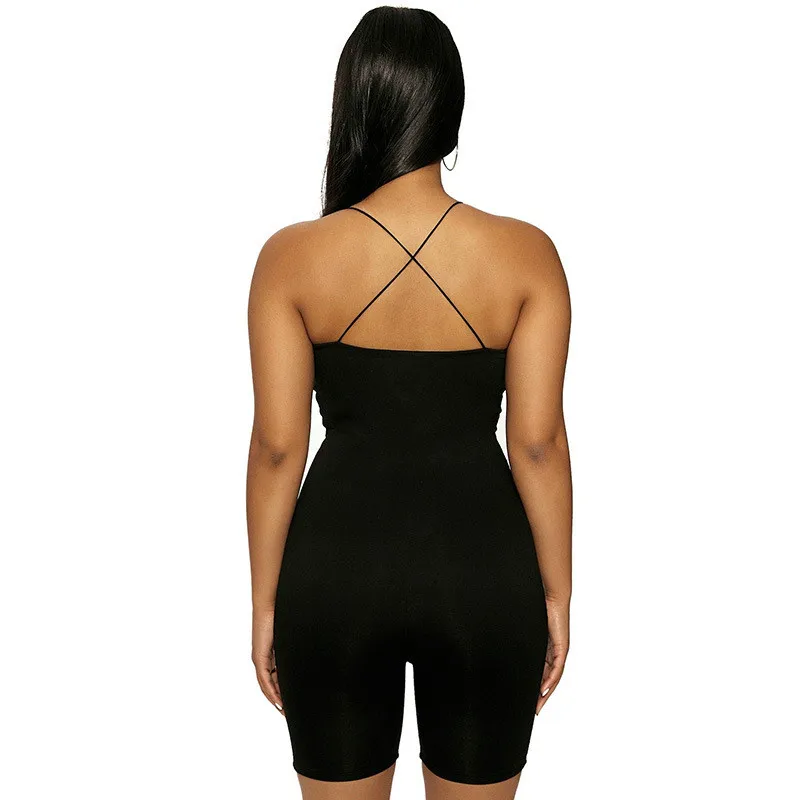 

Jumpsuit Workoout Active Wear Fashion Basic Sleeveless Black Skinny Biker Playsuits Simenual Sporty Casual Strap Rompers Womens
