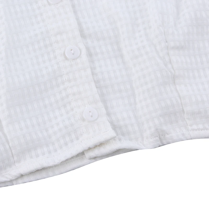 Нежная женская Стильная белая и черная плиссированная рубашка со стоячим