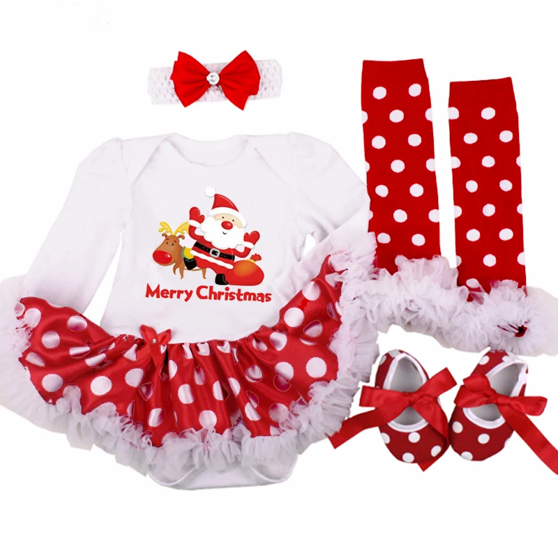 

0-24M My First Christmas Baby Girl Romper Infant Newborn Girl Santa Claus Polka Dot Baby Jumpsuit New Kids Princess Xmas Clothes