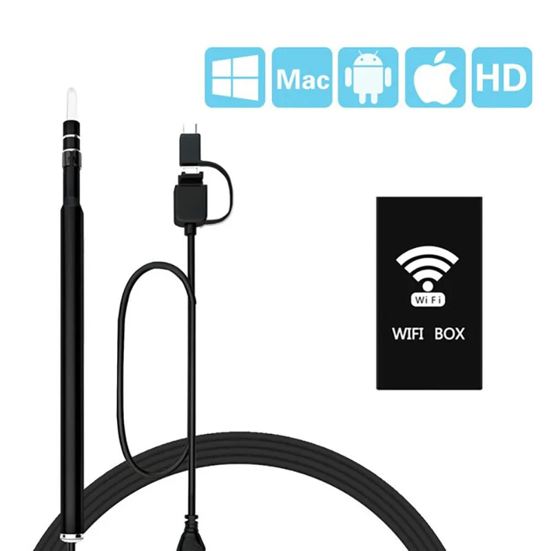 

Wireless Endoscope for iPhone Android,WiFi 5.5mm USB Ear Borescope Inspection Camera 1.3MP HD Snake Camera For Samsung,Tablet PC