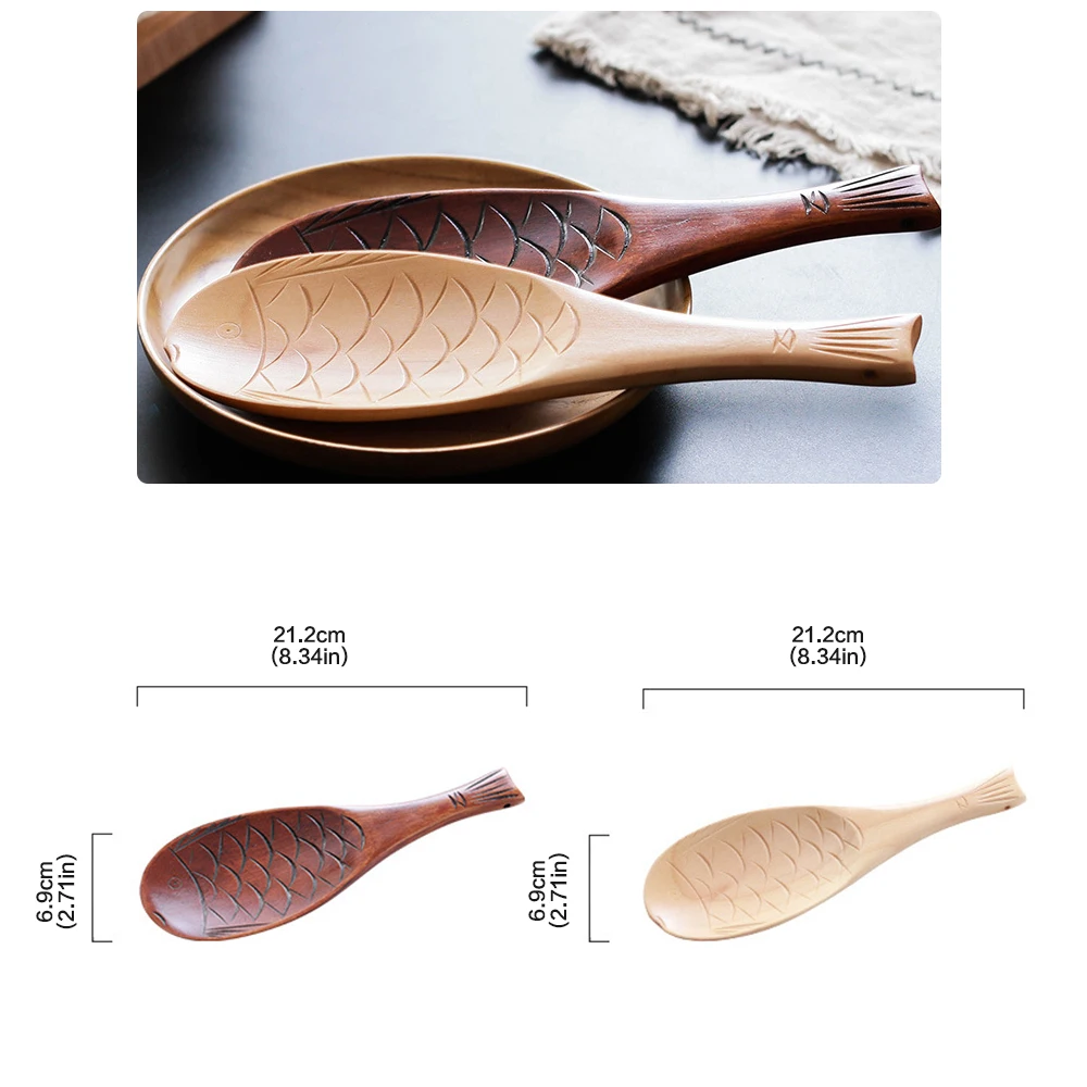 Кухонная деревянная ложка для риса лопатка Милая Рыба рисовая картофеля прибор